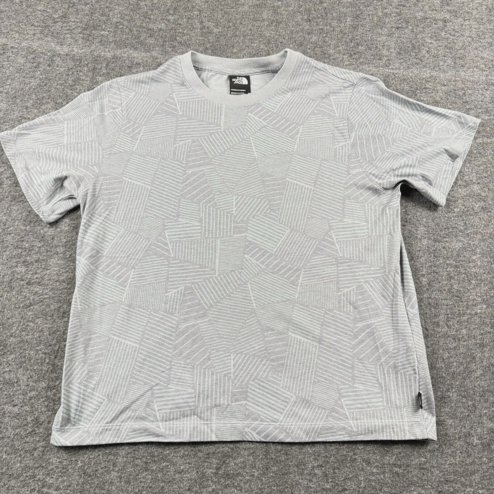 The North Face Shirt Womens Medium Gray Geometric Pattern Crewneck Hike Outdoors